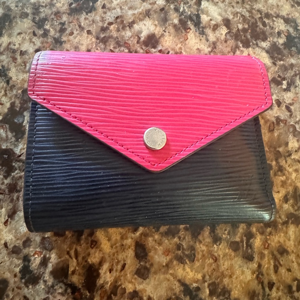 Louis Vuitton Victorine Pink/Blue Leather Wallet. Super low price!